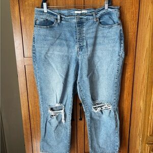 Levi's Blue Boyfriend Jeans with Distressed Details